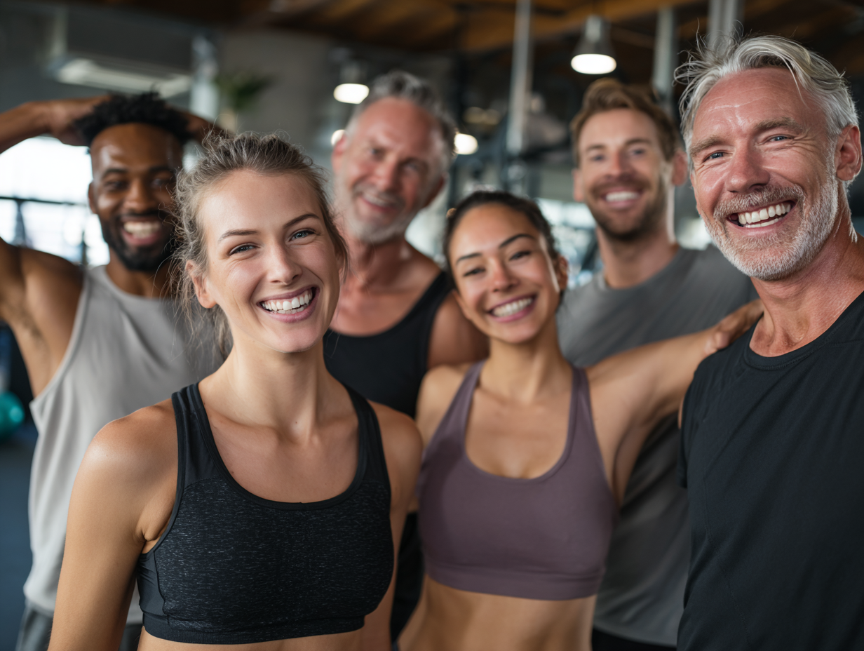 Група людей різного віку займається фітнесом